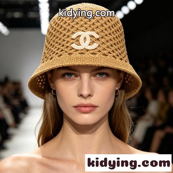 2026新作 CHANEL シャネル 透かし編みバケットハット レディース サマーニット帽 軽量通気性 ワイドブリム ココマークデザイン-0