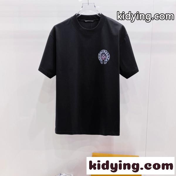2026新作 Chrome Hearts 激安 クロムハーツ 半袖Tシャツ クロスロゴ バックプリント コットン クルーネック ストリート ユニセックス 人気アイテム-1