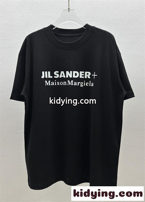 期間限定 ダブルロゴ ジルサンダー Tシャツ ホワイト 半袖 コントラストプリント Maison Margiela*JIL SANDER コピー-1
