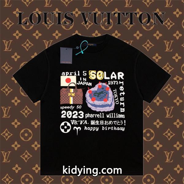 通勤の定番 年激安 Louis VuittonTシャツコピーサラサラの着心地 純綿素材 カラー印刷 男女適用-0