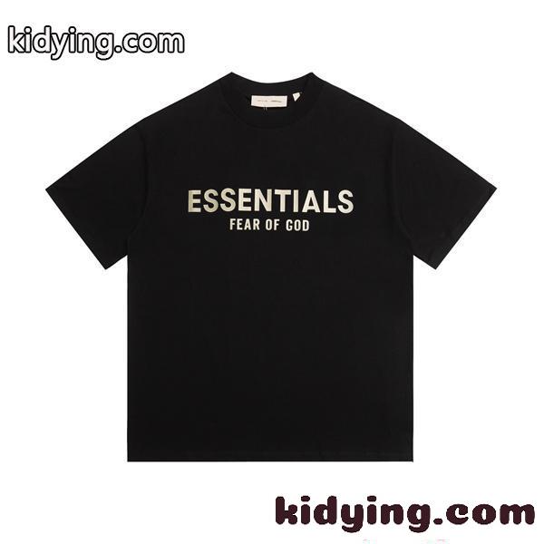エッセンシャルズ 偽物 半袖Tシャツ ESSENTIALS ブラック プリント モード ユニセックス 着回し抜群 定番-3