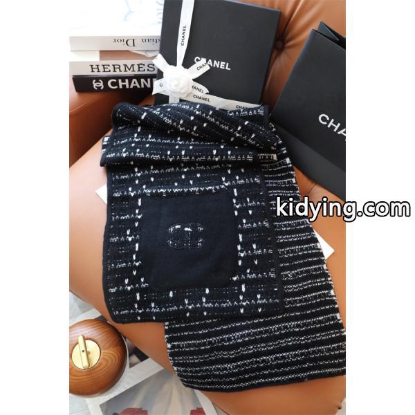 CHANEL シャネル ツイード調 刺繍カシミヤマフラー 30×180cm 2025秋冬-3