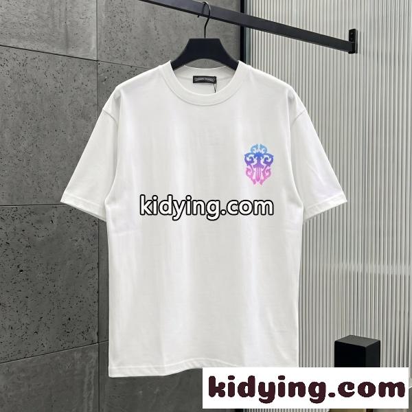 CHROME HEARTS コピー クロムハーツ コピー グラデーションホースシューTEE ネオンロゴ バックプリント半袖 注目度高め-0