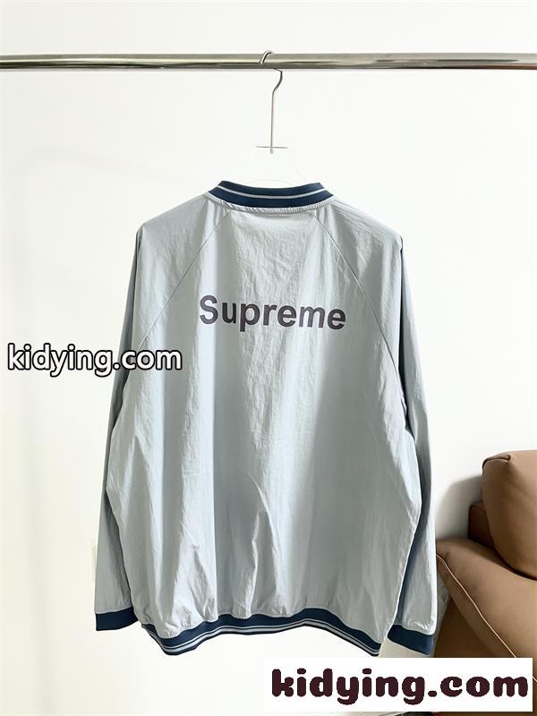 配色プルオーバー シュプリーム コピー 長袖Tシャツ Vネック ブルーグレー 切替デザイン デイリー Supreme 人気 美潮 復古スポーツ-4