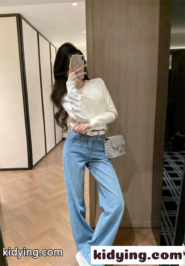 CHANEL デニムパンツ レディース ストレートライン ハイウエスト シャネル コピー カジュアルコーデ-7