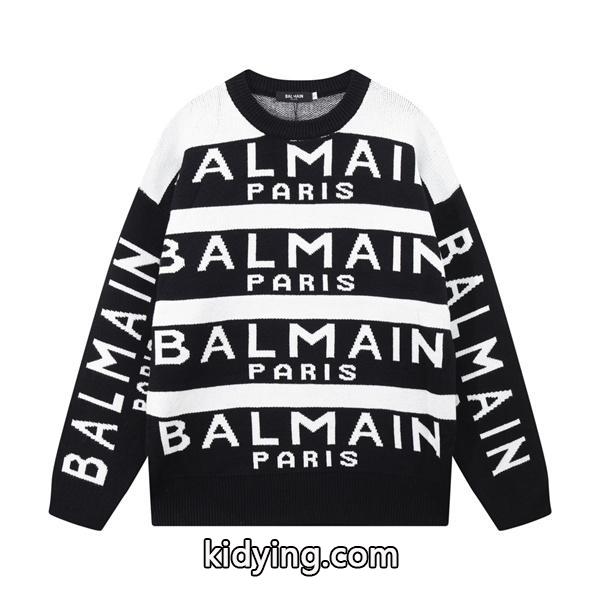 グリーン 满印ロゴ ニットセーター バルマン BALMAIN スーパーコピー 秋冬カラフルトレンディ-1