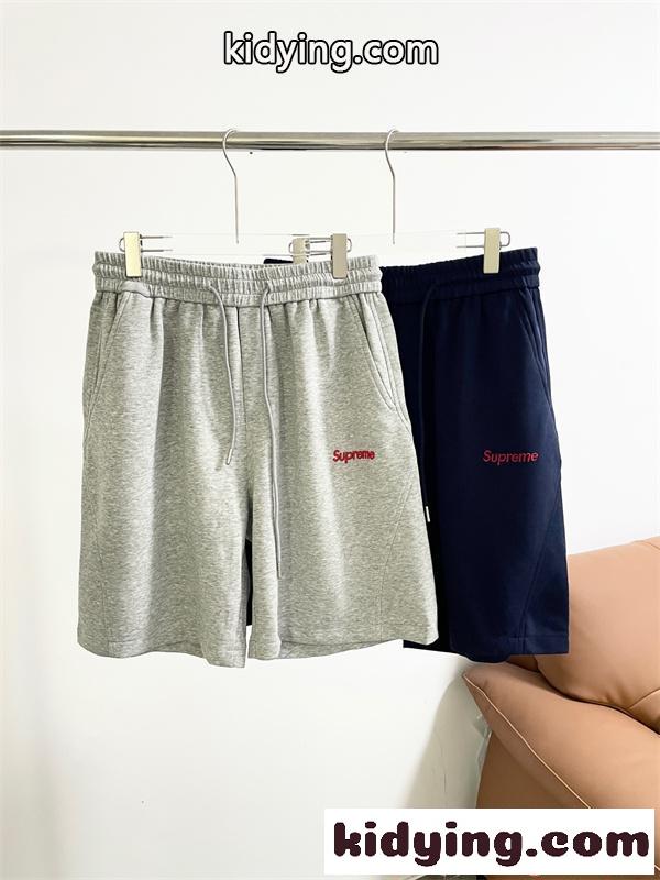 刺繍 シュプリーム コピー ハーフパンツ ウエストゴム ドローストリング ブラック グレー 夏 カジュアル Supreme メンズ-2