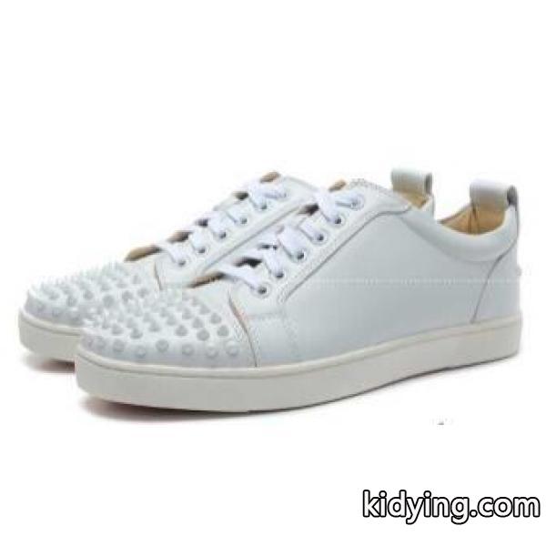 限定セールHOTルブタンルイスジュニアスパイクスフラットスニーカーホワイト LOUBOUTIN LOUIS JUNIOR-0