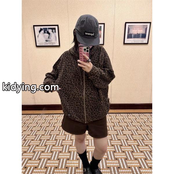 Supreme 激安 フリース フーディ SS25 豹柄 サーマルパーカー メンズ レディース ジップアップ ストリート人気-3