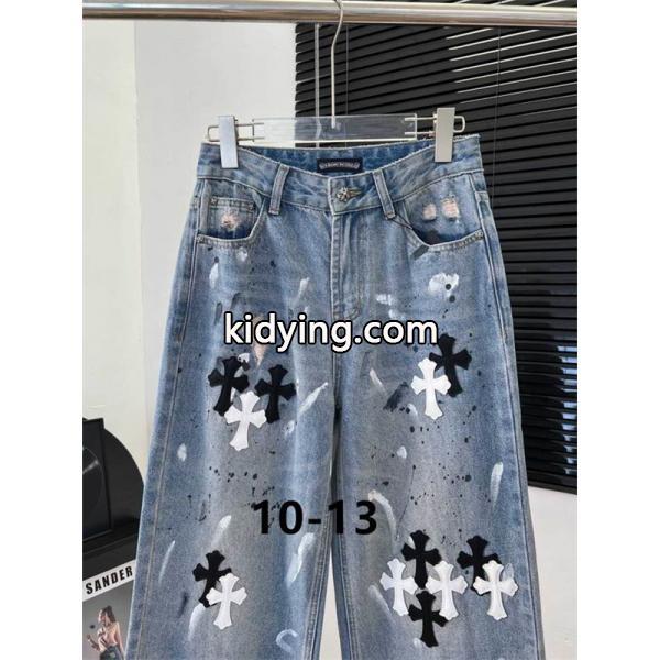 CHROME HEARTS 2025秋冬 アート感あふれる ペイントクロス デニムパンツ  クロムハーツ コピー-2