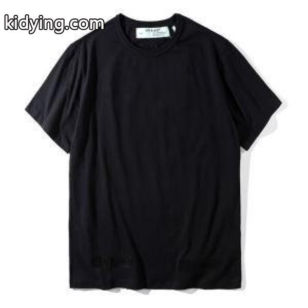 NEW夏のトップス OFF-WHITE オフホワイト Ｔシャツ 無地 偽 ブランド メンズ ゆったり 着物 ブラック-0