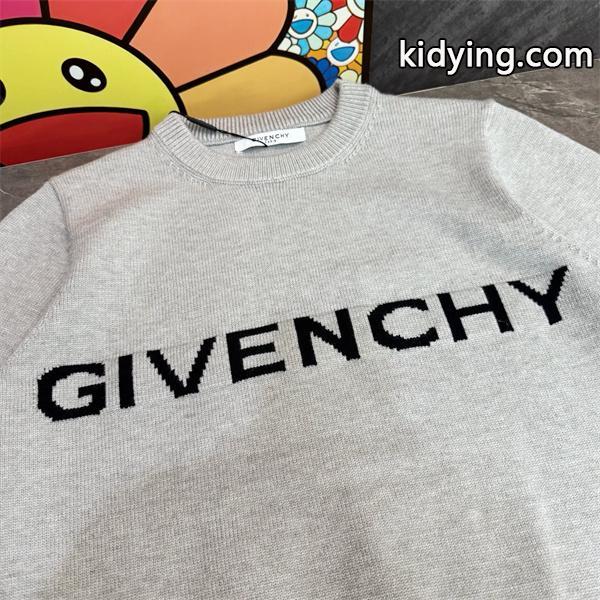 ライトグレー GIVENCHY コピー 秋冬柔らかで上品な 人気 ブラックロゴ 円领 ニット ジバンシー-2