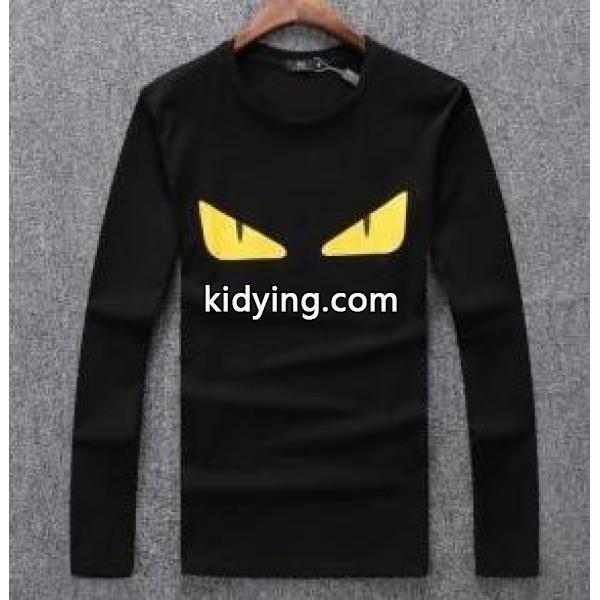 柔らかなフェンディーモンスターカットソー トップス メンズ FENDI Tシャツ 長袖 丸首 2色可選-0