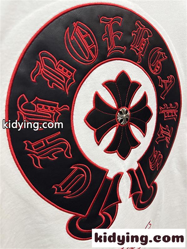 レッド 半袖Tシャツ Chrome Hearts クロムハーツ コピー 胸元サークルロゴ クルーネック ワンポイントデザイン ゆったりシルエット-9