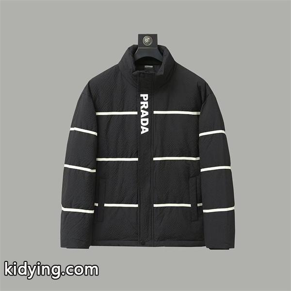 最新作 ブラック Prada プラダ ラインデザイン 防風 機能性 偽物 ダウンジャケット 保温性 高級-0