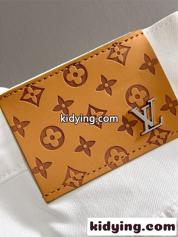 LOUIS VUITTON  ホワイト ルイヴィトン コピー デニムパンツ 刺繍ポケット スリム ロングパンツ メンズ 修身 ストレート カジュアル 上品-3