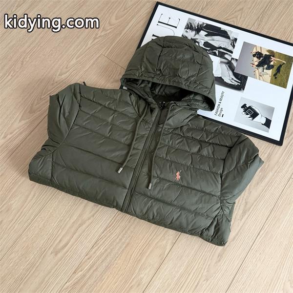 秋冬人気 カーキ フード付き Polo Ralph Lauren ポロ ラルフローレン コピー ダウンジャケット 防寒 軽量-1
