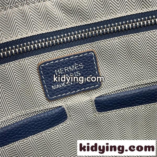 ネイビー ビジネストートバッグ HERMES エルメス コピー レザー調 ハンドバッグ ショルダーストラップ付き フラップデザイン-7