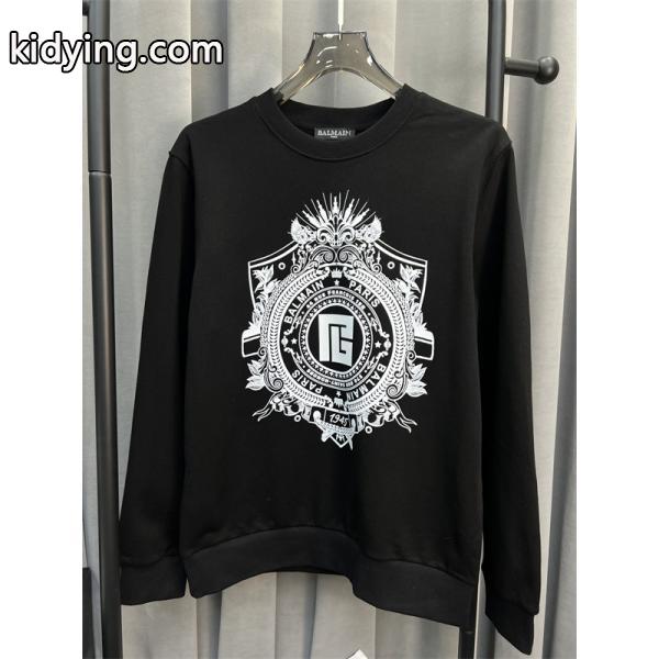 ホワイト 円领 徽章ディテール スウェット バルマン BALMAIN スーパーコピー 秋冬高級感 注目-3