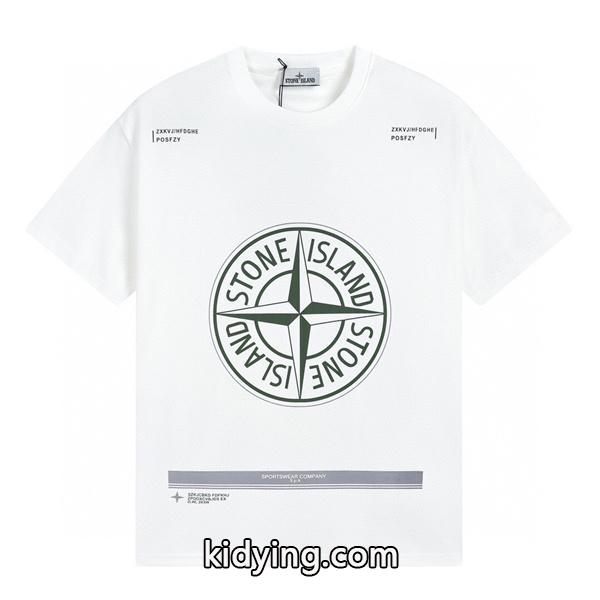 STONE ISLAND コピー Tシャツ ホワイト ネイビー ロゴスクエアプリント メンズ ファッションストーンアイランド_スーパーコピーブランド激安通販 専門店-0