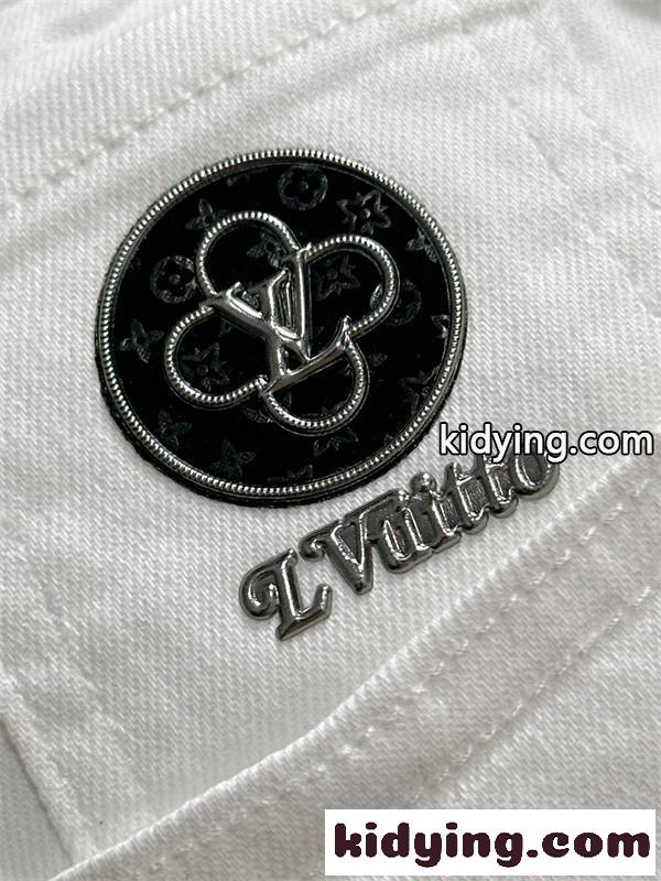 LOUIS VUITTON  ホワイト ルイヴィトン コピー デニムパンツ 刺繍ポケット スリム ロングパンツ メンズ 修身 ストレート カジュアル 上品-7