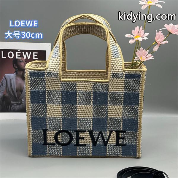 LOEWE コピー チェック柄 かごバッグ トート ストロー素材 ナチュラルデザイン ロエベ-0