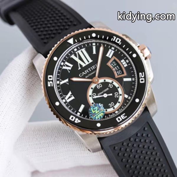 華奢な腕元を演出 CALIBRE DE CARTIER カルティエウォッチ偽物 高品質 円形のダイアル42mm メンズ夜光時計-0