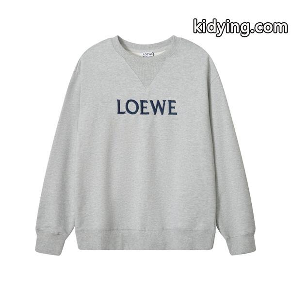 秋冬人気 偽物 パーカー グレー刺繍ロゴ シンプルで上品な大人スタイル ロエベ LOEWE-0