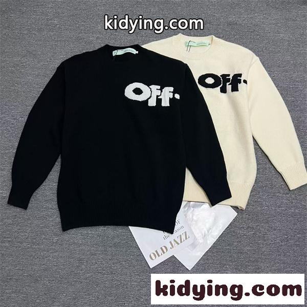 ビッグロゴ入り クルーネック仕様 大人カジュアル OFF-WHITE オフホワイト コピー セーター 注目モデル 再入荷チェック-0