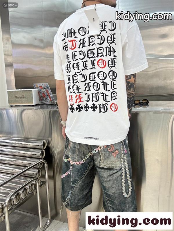 半袖Tシャツ クロムハーツ コピー メンズ レディース 胸ポケット風プリント オーバーサイズ 白 黒 ペア 夏  Chrome Hearts-5