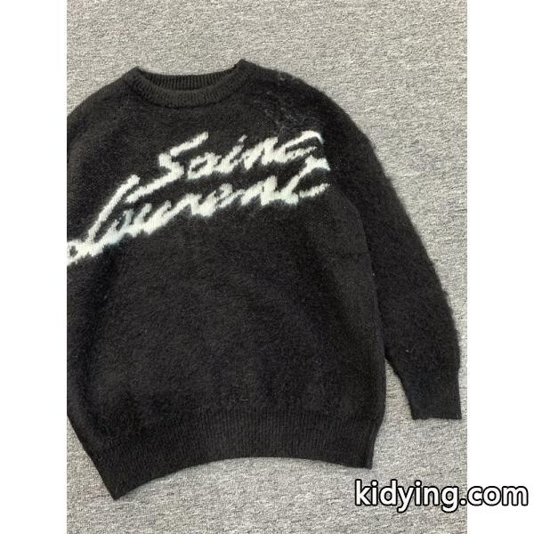 ブラック アートロゴ ニットセーター サンローラン SAINT LAURENT スーパーコピー 秋冬デザイン話題-7