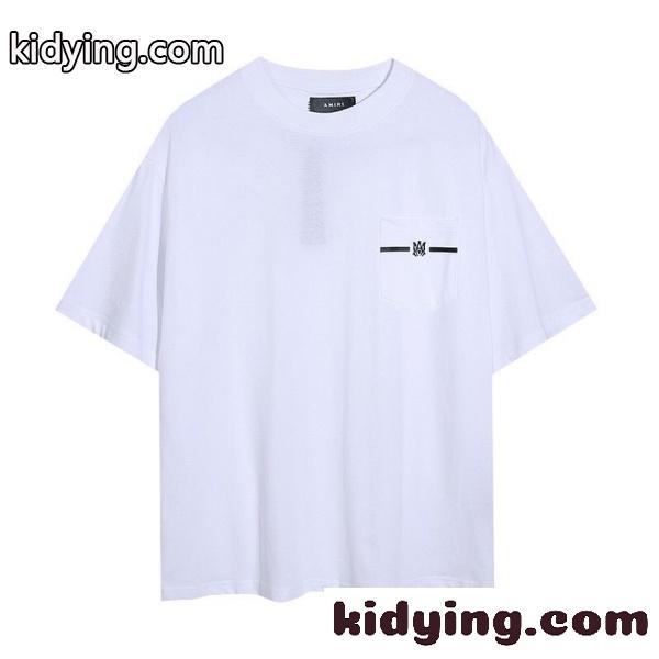 AMIRI アミリ Tシャツ 半袖 ミニロゴ ワンポイント ラインデザイン シンプル 無地感 ベーシック オーバーサイズ-3
