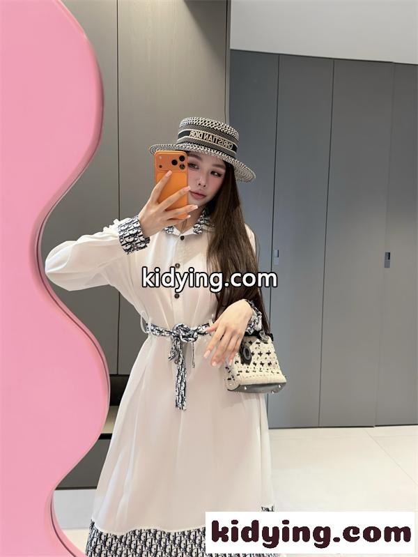 DIOR ディオール コピー 新作 ホワイト モノグラム 上品 クラシック レディース ワンピース-7