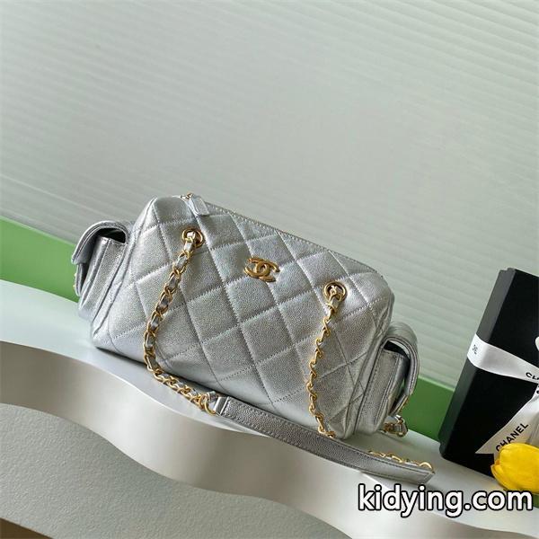 CHANEL シャネル コピー 2025秋冬 シルバー 大人気 上質感 メタリックキルティング バッグ-0