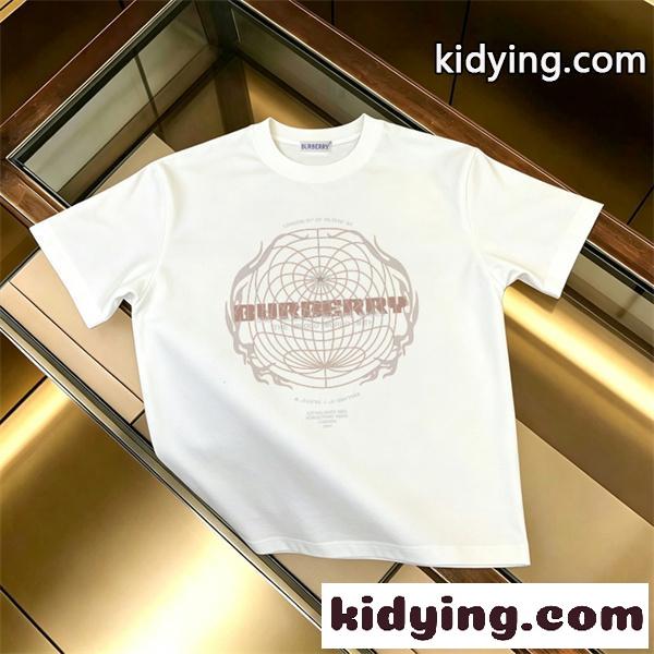 サークルグラフィック 地球儀プリント 端正カジュアル 推しモデル BURBERRY バーバリー コピー 半袖Tシャツ-1