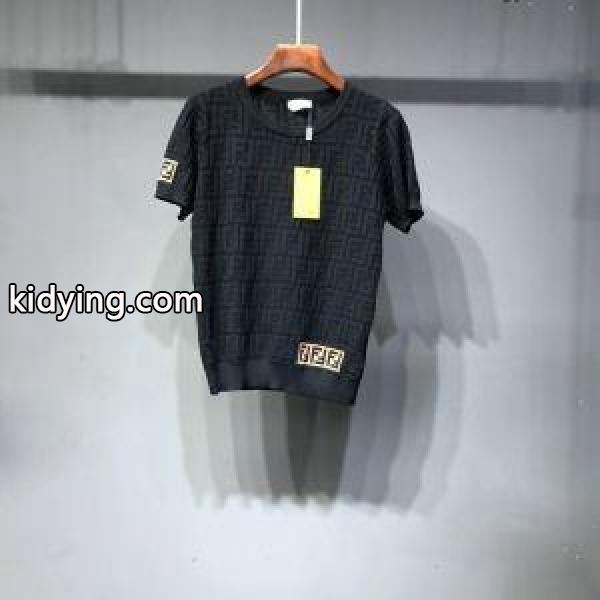 新作入荷セール柔らかい伸縮性超クールデザインｔシャツメンズ用fendi 激安ストレッチブラックホワイトカーキ-0