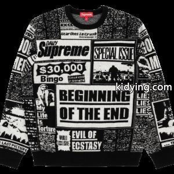 Supreme 18FW Newsprint Sweaterシュプリーム SUPREME プルオーバー 2色可選 圧倒的人気新着_ジャケット パーカー セーター コート_メンズファッション_スーパーコピーブランド激安通販 専門店-0