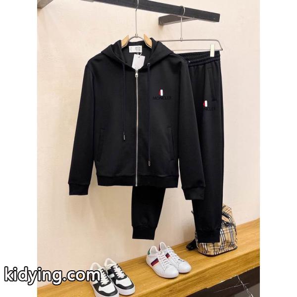洗練された印象MONCLERモンクレールセットアップ偽物メンズブラックのフード付きスーパーコピーブランド激安通販 専門店-2