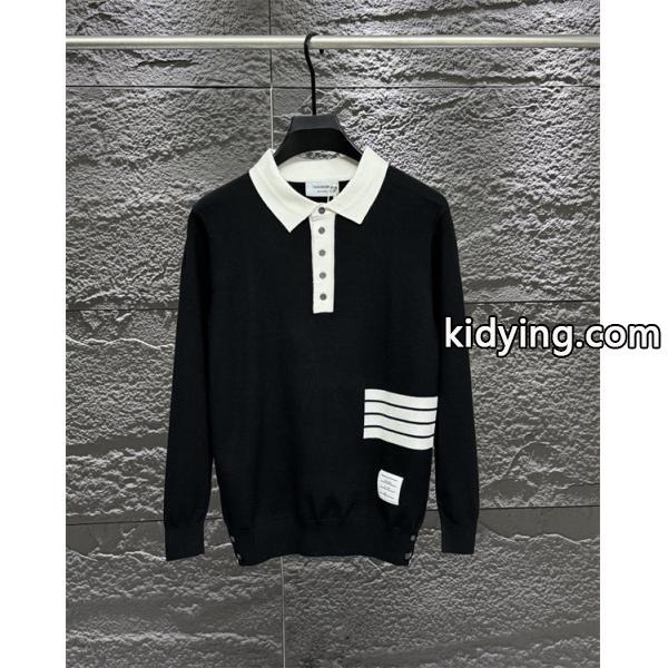 トムブラウン Thom Browne コピー 秋冬トレンド 万能 ホワイト × グレー × ブラック 3 色 POLO セーター-3