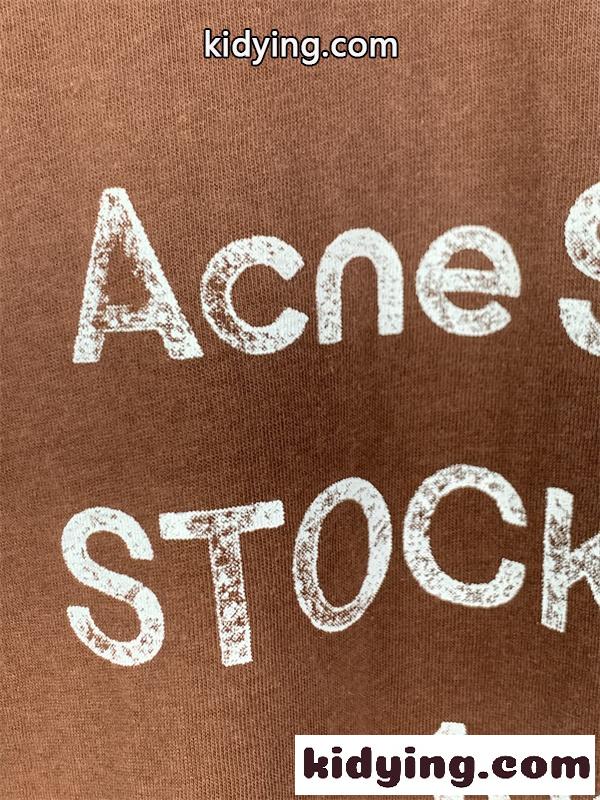 マルチカラー ブルー ロングスリーブTシャツ Acne Studios アクネ ストゥディオズ コピー フロントロゴプリント 丸首 リラックスフィット-8