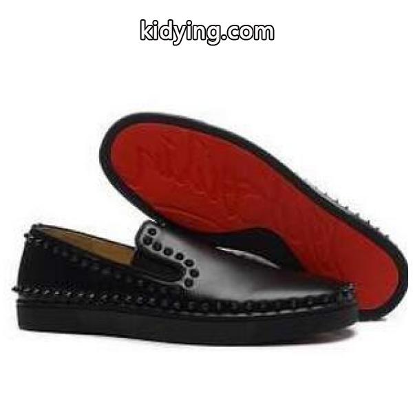 トレンドアイテムルブタンピックボートスパイクスフラットレザースニーカースリッポンブラックLOUBOUTIN PIK BOAT_クリスチャンルブタン CHRISTIAN LOUBOUTIN_ブランド コピー 激安(日本最大級)-0