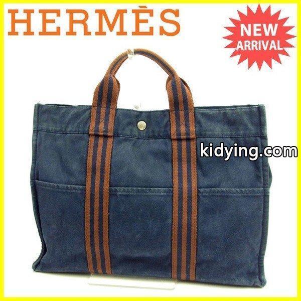 エルメス Hermes バッグ トートバッグ フールトゥ トートMM ネイビー ブラウン レディース Bag-0