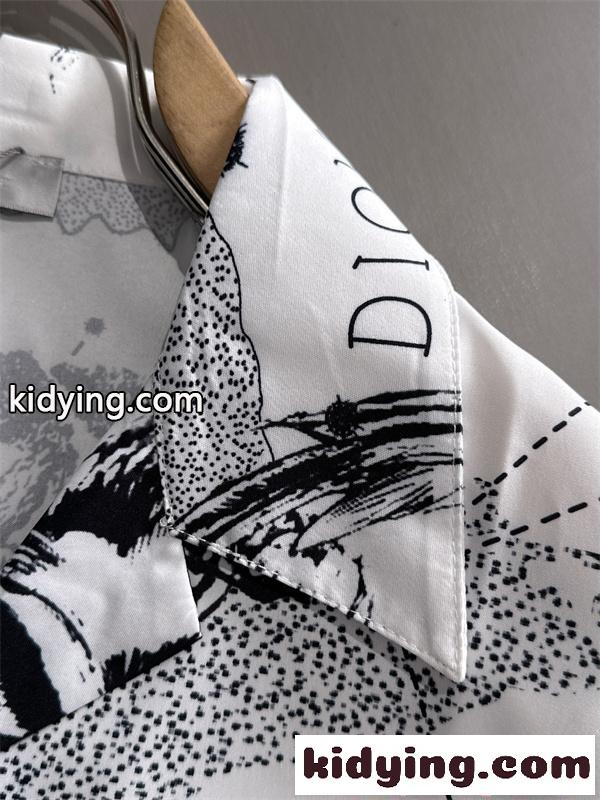 Dior ホワイト 半袖シャツ カジュアル ストリート ホワイト 高級感 ディオール スーパーコピー トロピカルアート-4