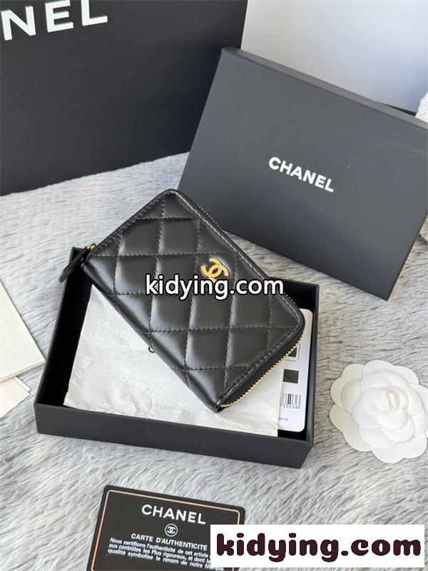 CHANEL シャネル コピー 財布 エレガント レザー ラウンドジップ ミニウォレット ブラック 高級感-5