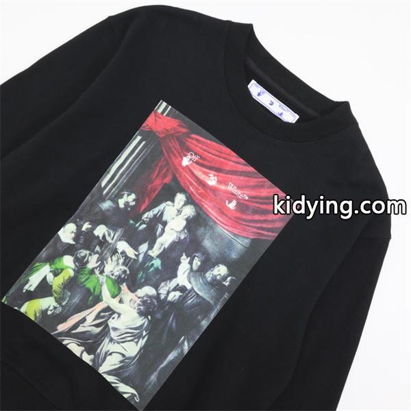 プリント シックな印象 ブラック パーカー Off-White オフホワイト 偽物 2025秋冬ダークスタイル 限定入手-3