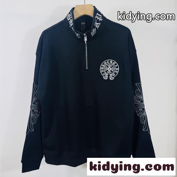 スウェット 立ち襟 刺繍デザイン ストリート風 トレンド新作 CHROME HEARTS クロムハーツ コピー-0