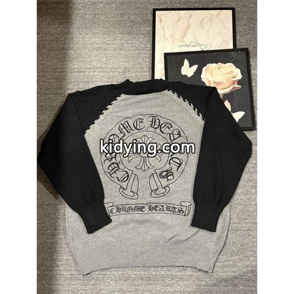 上質編み地 バイカラー クロムハーツ Chrome Hearts コピー ニット 立体シルエット 高級感演出-3