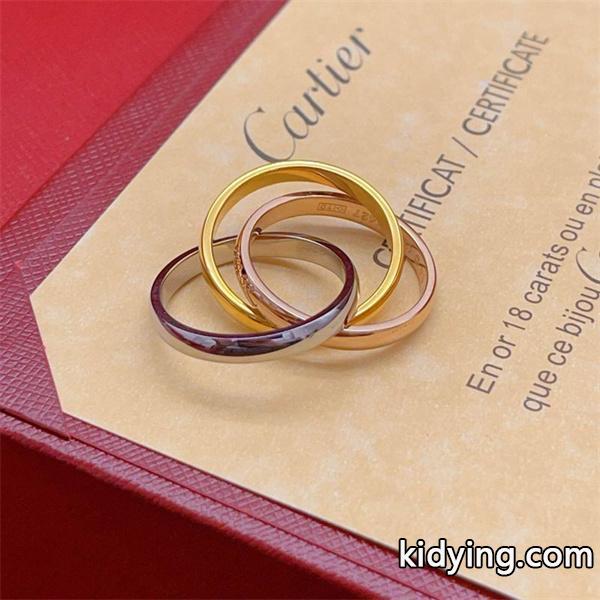 トリニティカラー 重なりデザイン リング クラシック Cartier カルティエ コピー-1