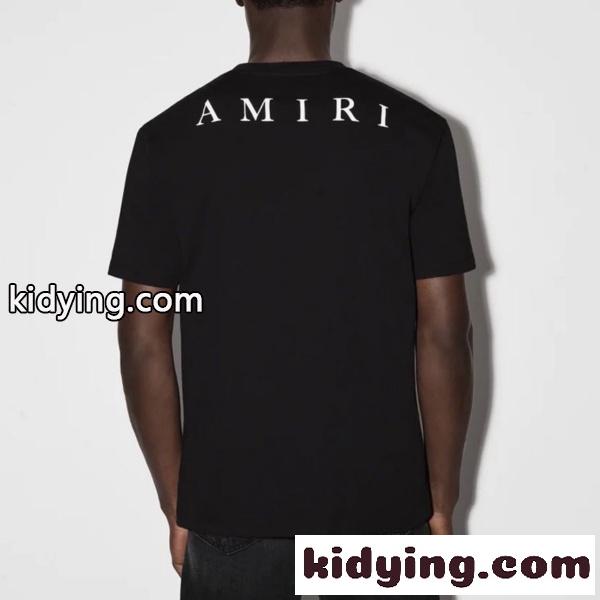 AMIRI アミリ Tシャツ 半袖 ミニロゴ ワンポイント ラインデザイン シンプル 無地感 ベーシック オーバーサイズ-1