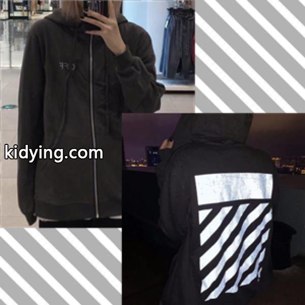 OFF-WHITE トレンドのコーディネート オフホワイト偽物 パーカー ジップアップ リフレクター 新登場-0